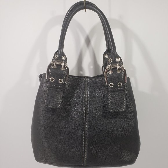 Tignanello Black Leather Bag with Adjustable Silver-toned Buckles and Hardware - Picture 2 of 12
